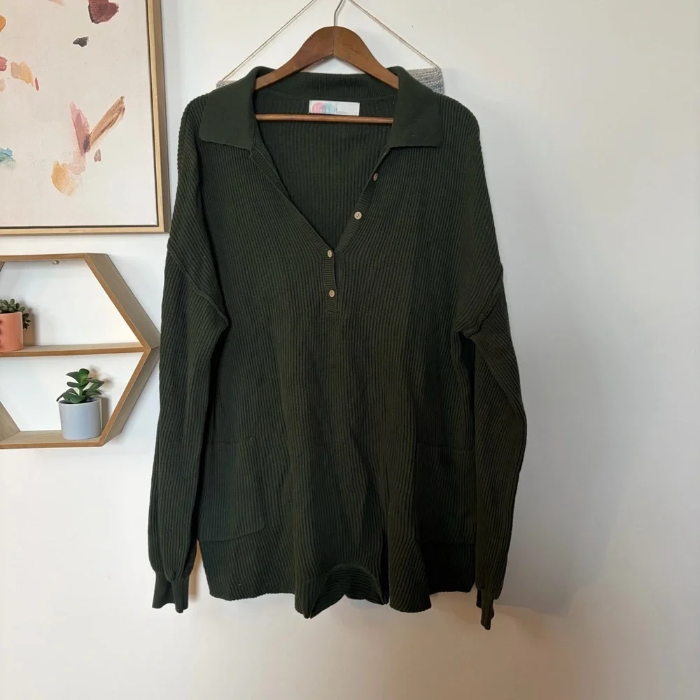 Free People Beach The Picnic Sweater Romper Green Large